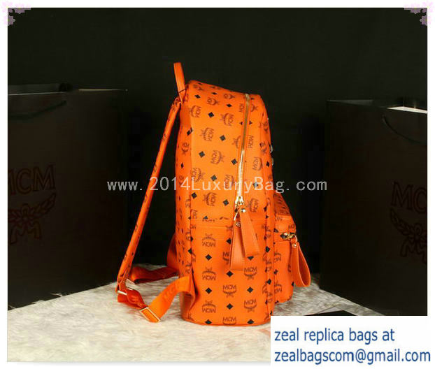 High Quality Replica MCM Stark Backpack Jumbo in Calf Leather 8006 Orange - Click Image to Close